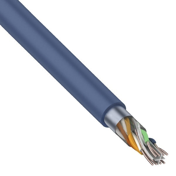 Кабель витая пара Rexant экранированный FTP 4PR 23AWG cat 6 CU синий 8 жил [305м] (провод для интернета)