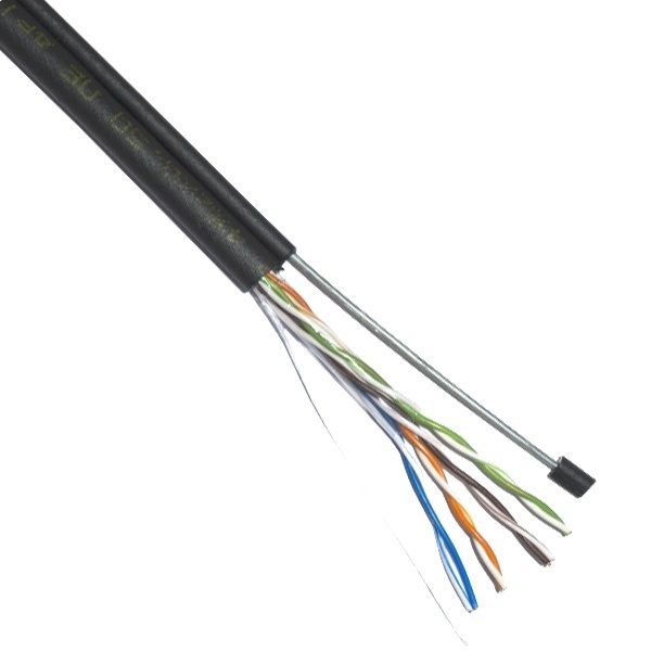 Кабель витая пара ITK неэкранированный U/UTP 4х2х24AWG cat 5e LDPE уличный с тросом 1,2 мм [305м] (провод для интернета)