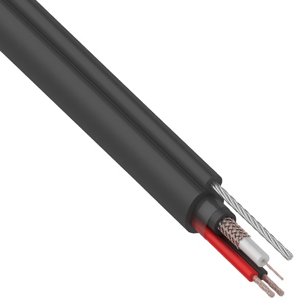 Кабель видеонаблюдения Rexant КВК-П 2х0,75 outdoor с тросом 7х0,4 [бухта 305м]