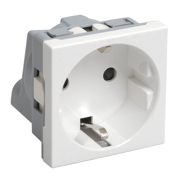 Розетка ИЭК Праймер 2P+E 16А с винтовым зажимом шторки 2 модуля белый