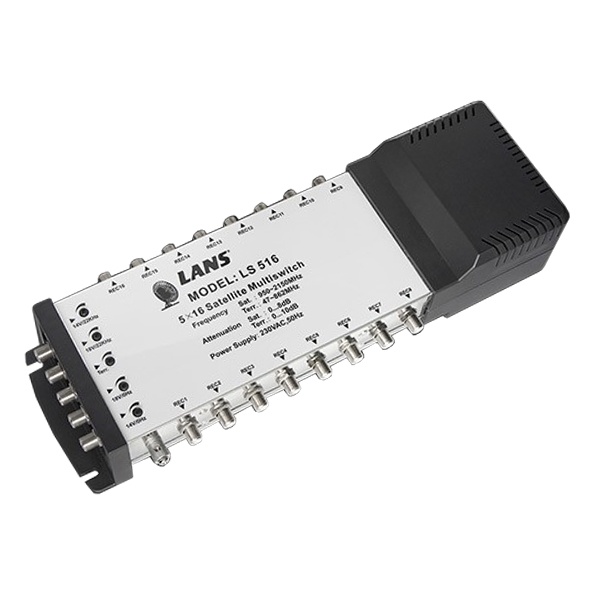 Мультисвитч Lans 5 х 16 5 входов (4 SAT + 1 TV), 16 выходов, активный, встроенный блок питания