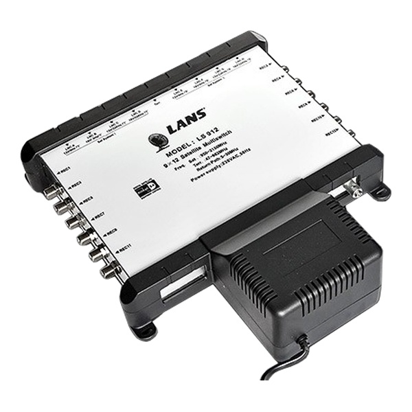 Мультисвитч Lans 9 х 12 9 входов (4+4 SAT + 1 TV), 12 выходов, активный, встроенный блок питания