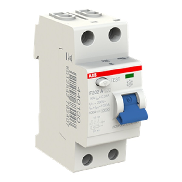 УЗО ABB F202 A-16/0,01 2-х полюсное тип A 16A 10mA 2 модуля (ВДТ)