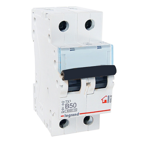 Автоматический выключатель Legrand TX3 B50A 2П 6kA (автомат электрический)