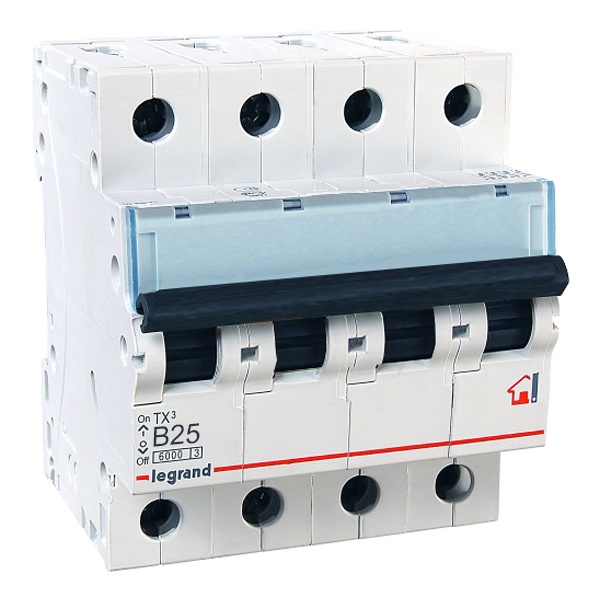 Автоматический выключатель Legrand TX3 B25A 4П 6kA (автомат электрический)