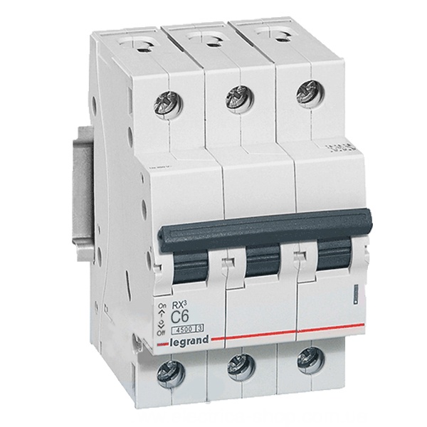 Автоматический выключатель Legrand RX3 3П 6A 4,5кА C (автомат электрический)