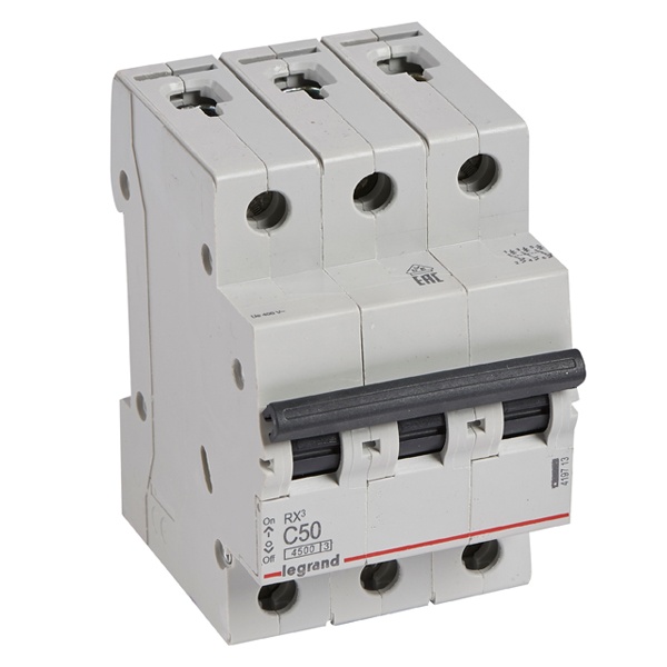 Автоматический выключатель Legrand RX3 3П 50A 4,5кА C (автомат электрический)