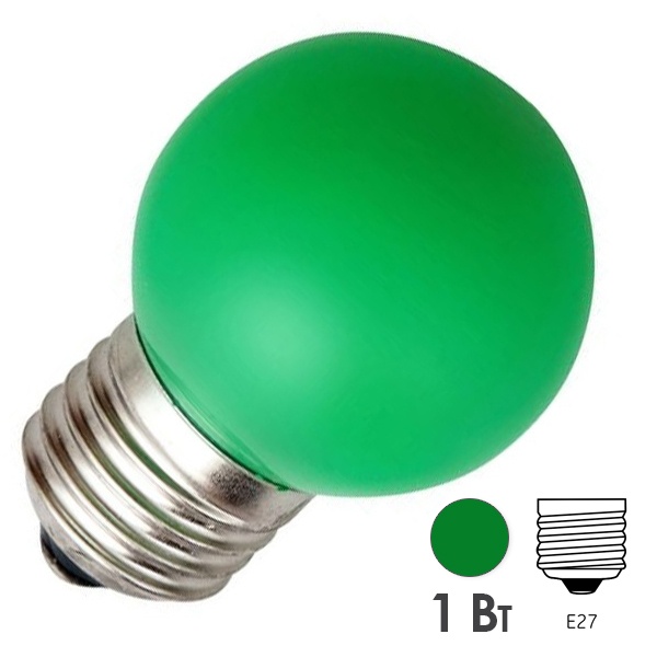 Лампа светодиодная шарик Foton FL-LED DECO-GL45 1W GREEN 230V E27 зеленый