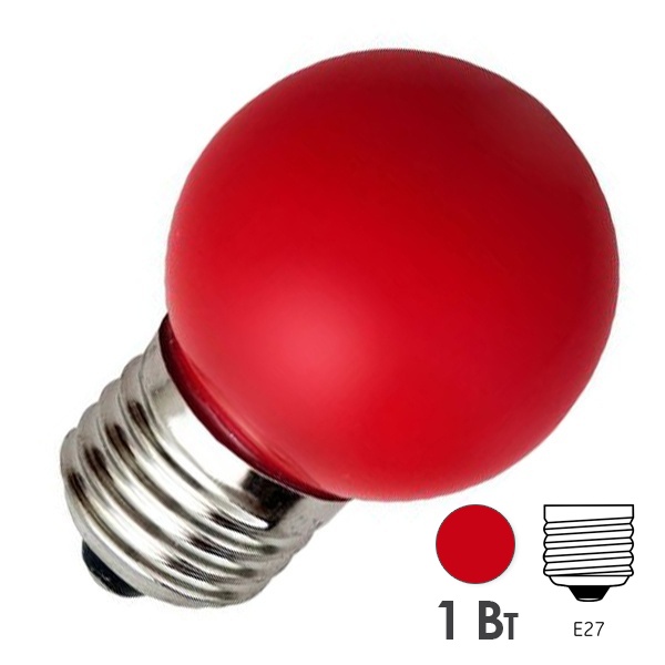 Лампа светодиодная шарик Foton FL-LED DECO-GL45 1W RED 230V E27 красный