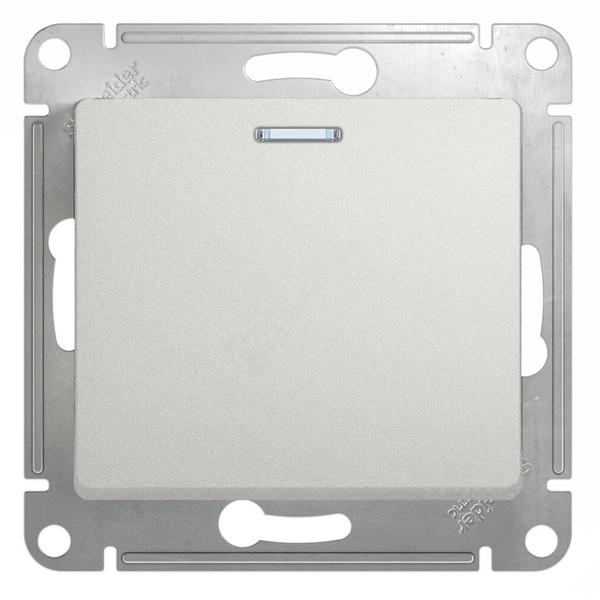 Одноклавишный выключатель с подсветкой SE Glossa 10A механизм, перламутр