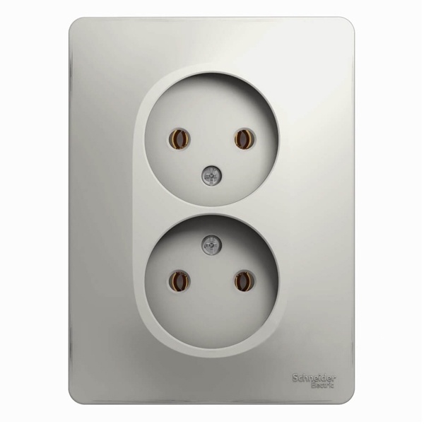 Розетка двойная без заземления SE Glossa16А в сборе, перламутр