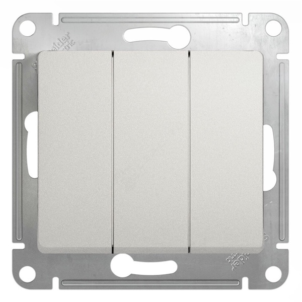 Трехклавишный выключатель SE Glossa 10A механизм, перламутр