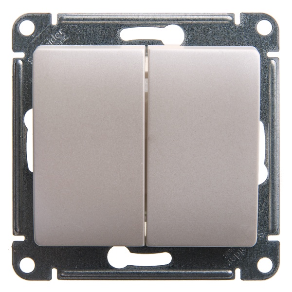 Двухклавишный выключатель SE Glossa 10A механизм, перламутр