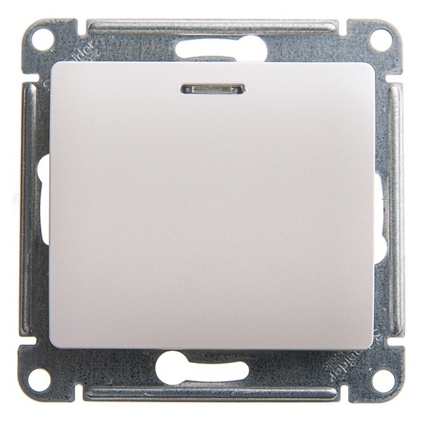 Одноклавишный переключатель с подсветкой SE Glossa 10A механизам, перламутр