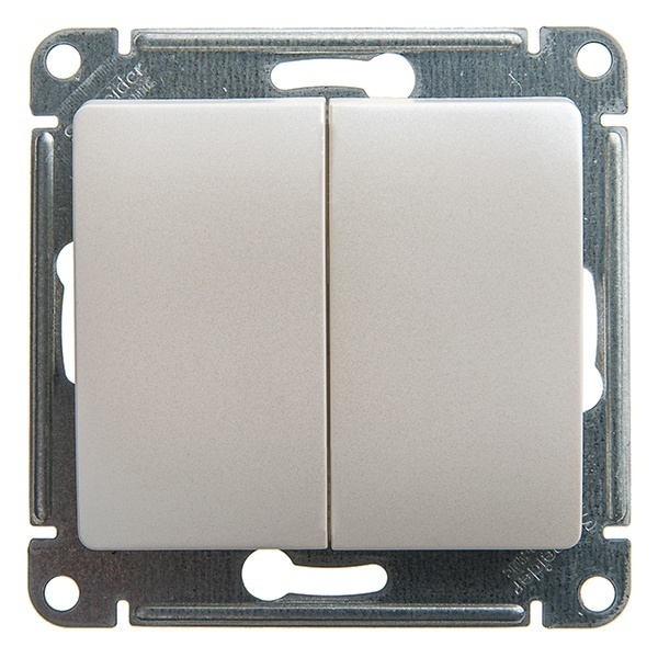 Двухклавишный переключатель SE Glossa 10A механизм, перламутр