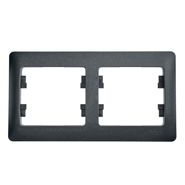 Рамка 2-постовая SE Glossa, горизонтальная, антрацит