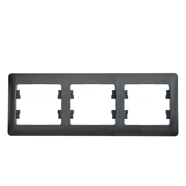 Рамка 3-постовая SE Glossa, горизонтальная, антрацит