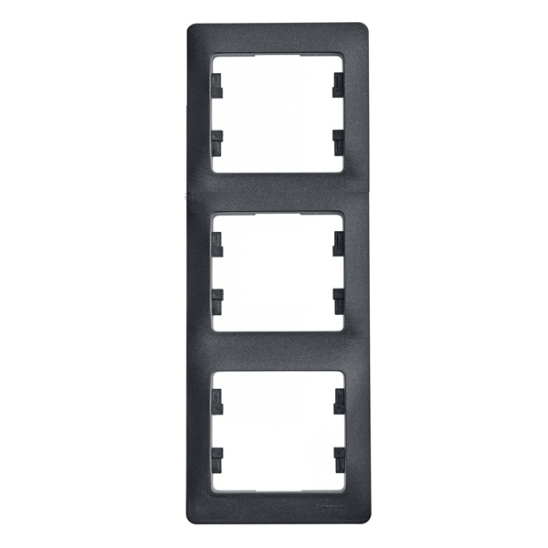 Рамка 3-постовая SE Glossa, вертикальная, антрацит