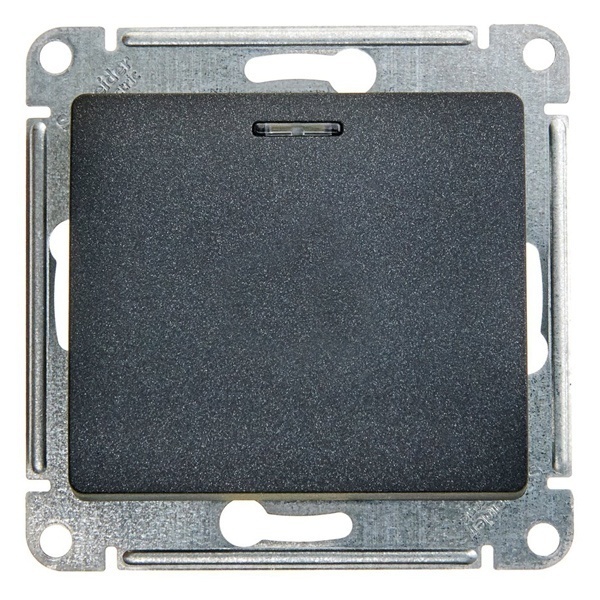 Одноклавишный выключатель с подсветкой SE Glossa 10A механизм, антрацит