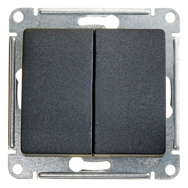 Двухклавишный выключатель SE Glossa 10A механизм, антрацит