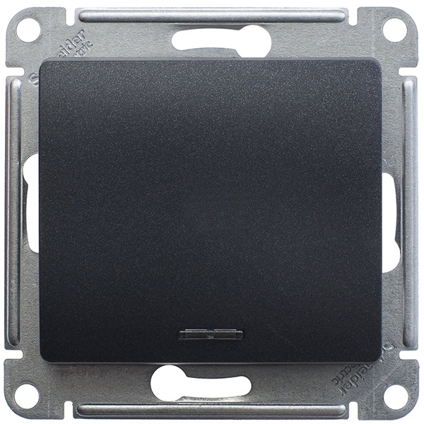 Одноклавишный переключатель с подсветкой SE Glossa 10A механизам, антрацит