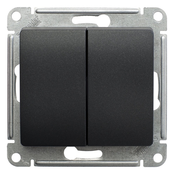 Двухклавишный переключатель SE Glossa 10A механизм, антрацит