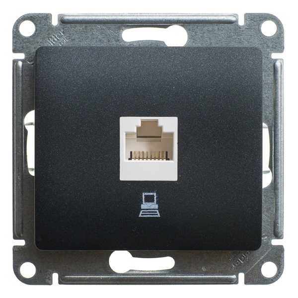 Розетка компьютерная SE Glossa RJ45 кат.5E механизм, антрацит