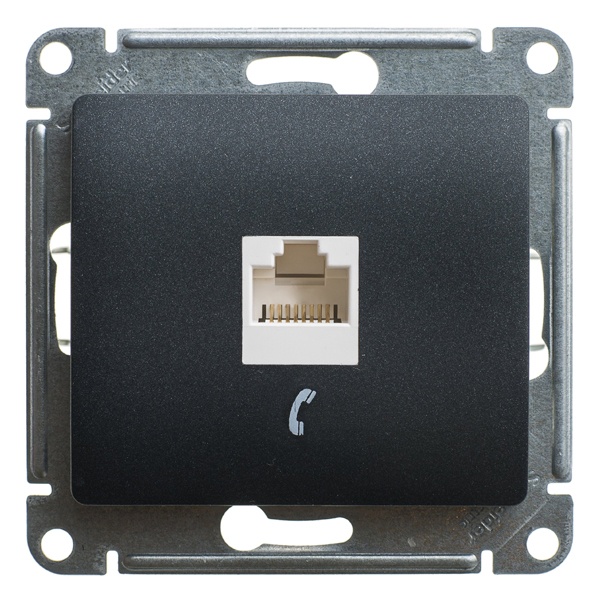 Розетка телефонная SE Glossa RJ11 механизм, антрацит