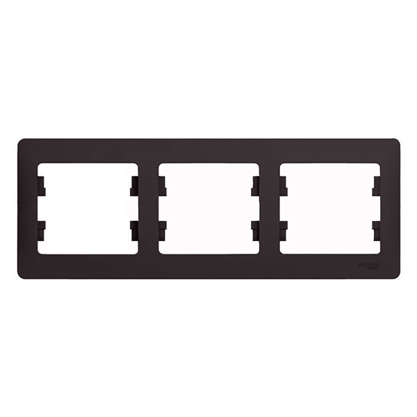 Рамка 3-постовая SE Glossa, горизонтальная, шоколад