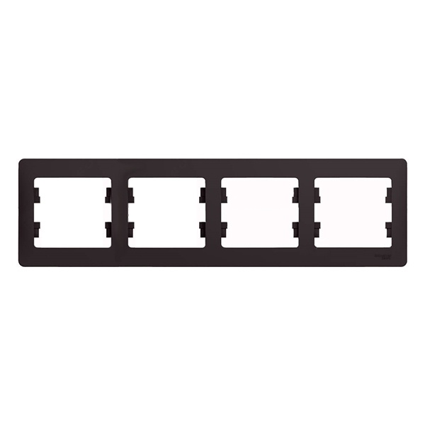 Рамка 4-постовая SE Glossa, горизонтальная, шоколад
