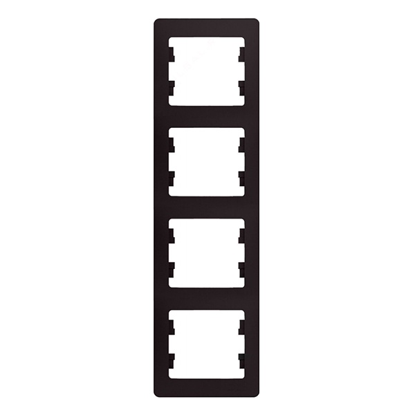 Рамка 4-постовая SE Glossa, вертикальная, шоколад