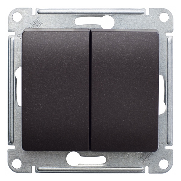 Двухклавишный выключатель SE Glossa 10A механизм, шоколад