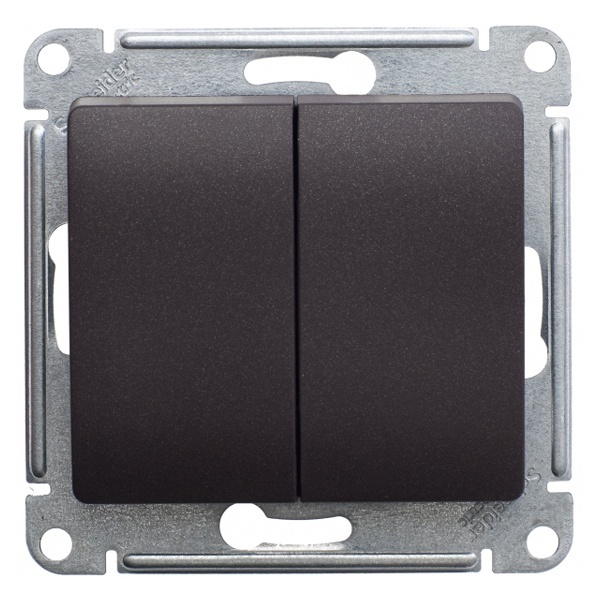 Двухклавишный переключатель SE Glossa 10A механизм, шоколад