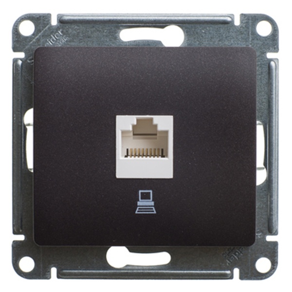 Розетка компьютерная SE Glossa RJ45 кат.5E механизм, шоколад