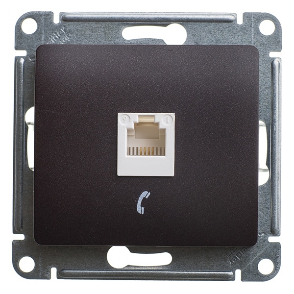 Розетка телефонная SE Glossa RJ11 механизм, шоколад