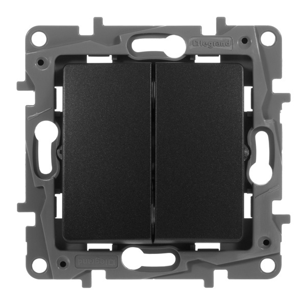 Выключатель двухклавишный Legrand Etika самозажимные клеммы антрацит