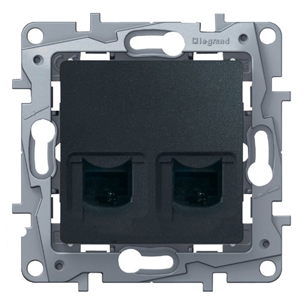 Розетка компьютерная двойная Legrand Etika 2xRJ45 кат. 5e UTP, антрацит