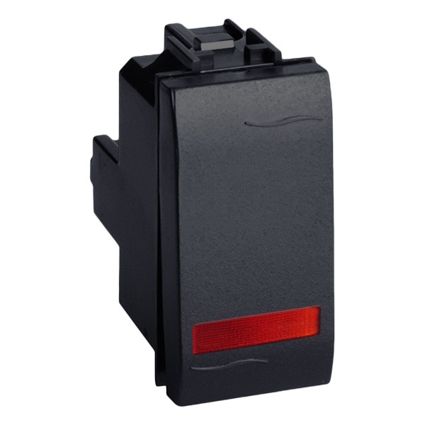 Выключатель DKC Brava с подсветкой 1 модуль черный