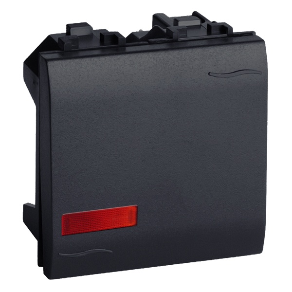 Выключатель DKC Brava с подсветкой 2 модуля черный