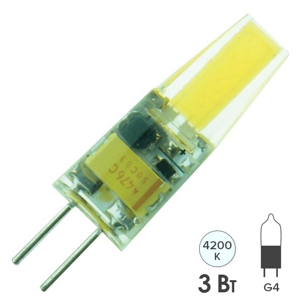 Лампа светодиодная Foton FL-LED G4-COB 3W 4200K 12V G4 210Lm 10х38mm белый свет