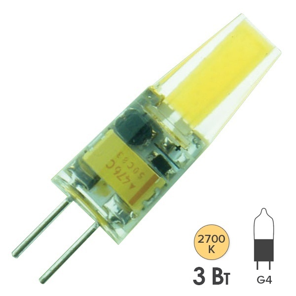 Лампа светодиодная Foton FL-LED G4-COB 3W 2700K 220V G4 210Lm 10x32mm теплый свет