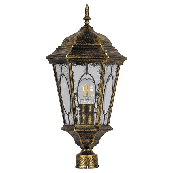 Светильник садово-парковый Витраж Feron PL152 E27 240х240х520мм черное золото (на столб 0,46м)