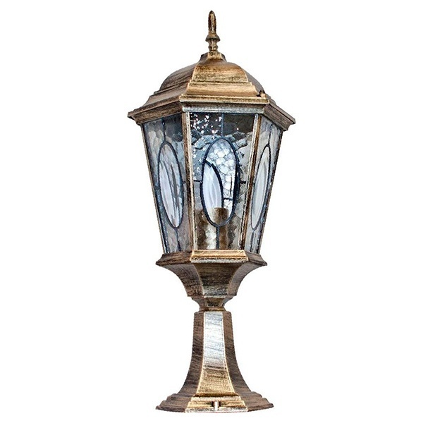 Светильник садово-парковый Витраж Feron PL154 E27 240х240х550мм черное золото (на постамент 0,54м)