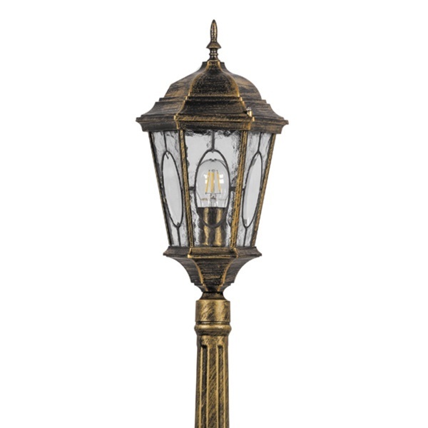 Светильник садово-парковый Витраж Feron PL155 60W E27 240х240х1225мм черное золото (столб 1,20м)