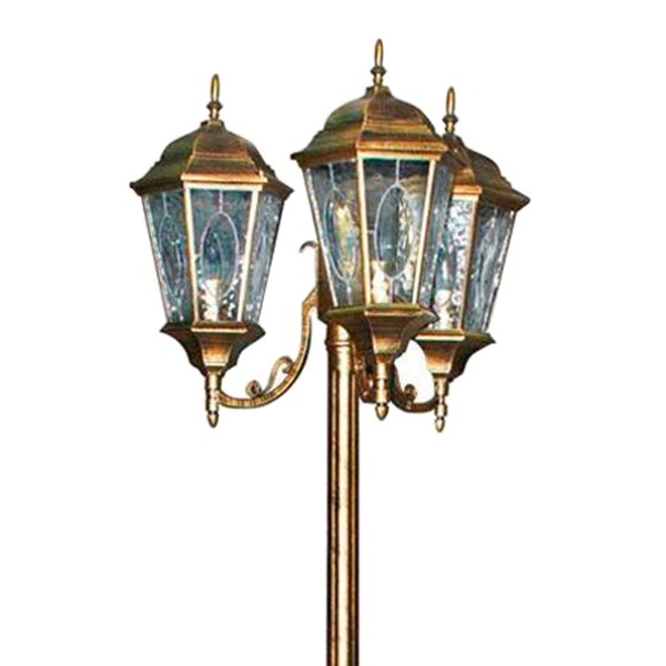 Светильник садово-парковый Витраж Feron PL158 3xE27 630х630х2200мм черное золото (столб 2м)