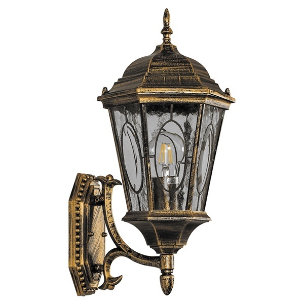 Светильник садово-парковый Витраж Feron PL160 E27 205х245х440мм черное золото (на стену вверх)