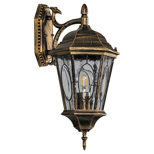 Светильник садово-парковый Витраж Feron PL161 E27 200х250х425мм черное золото (малый на стену вниз)