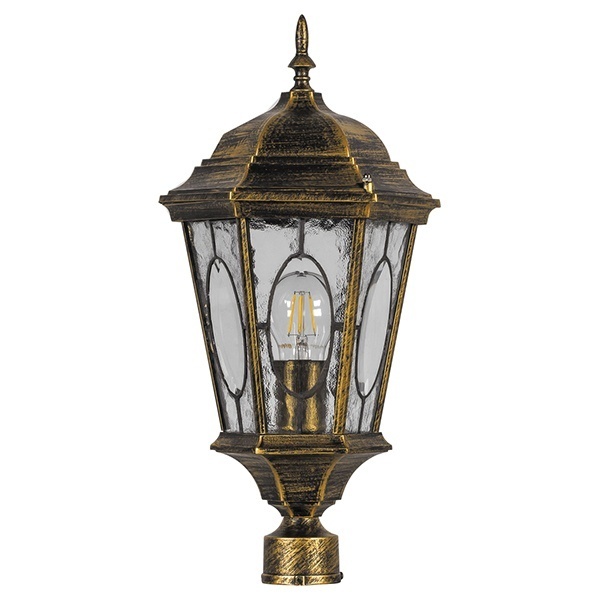 Светильник садово-парковый Витраж Feron PL162 E27 205х175х440мм черное золото (малый на столб 0,41м)