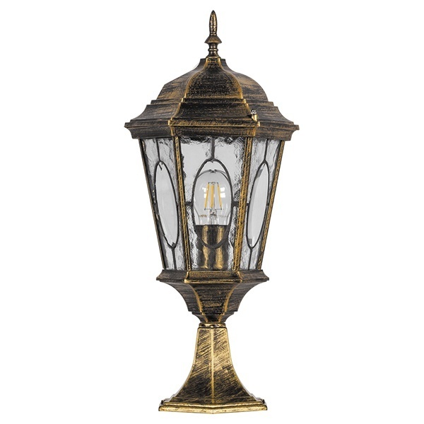 Светильник садово-парковый Витраж Feron PL163 E27 205х175х480мм черное золото (на постамент 0,48м)