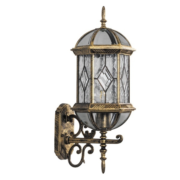 Светильник садово-парковый Витраж Feron PL130 E27 205х230х510мм черное золото (на стену вверх)